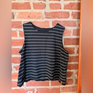 GAP Black Crop Tank with White Stripes